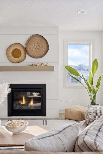 Cozy Fireplace with Shiplap Surround