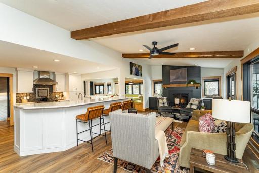 Character and class in this kitchen and living area