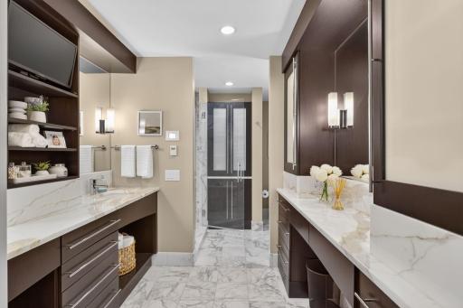 Elegant and spacious primary bathroom