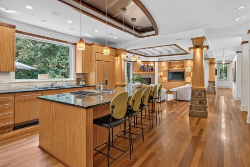 Chef's kitchen with high-end appliances and granite counters