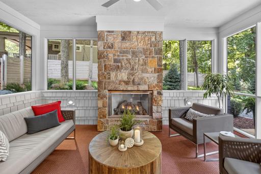 3 seasons porch with gas fireplace