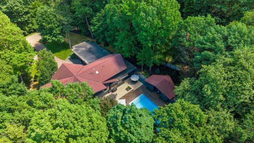Private oasis surrounded by mature trees