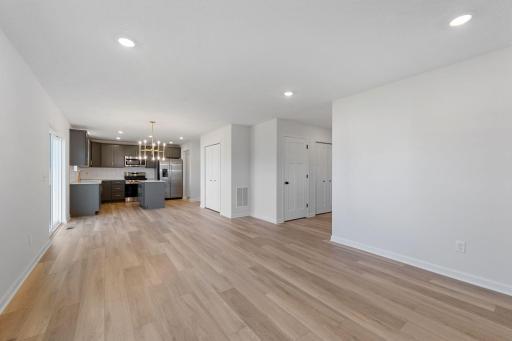 Family Room transitions into dining area