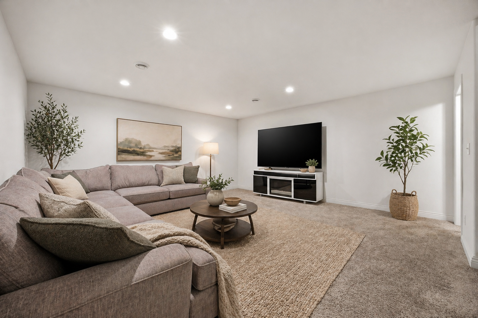 virtual staging basement family room