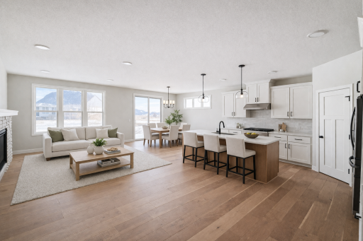 Open Concept Livng Kitchen and Dining area _Virtually Staged