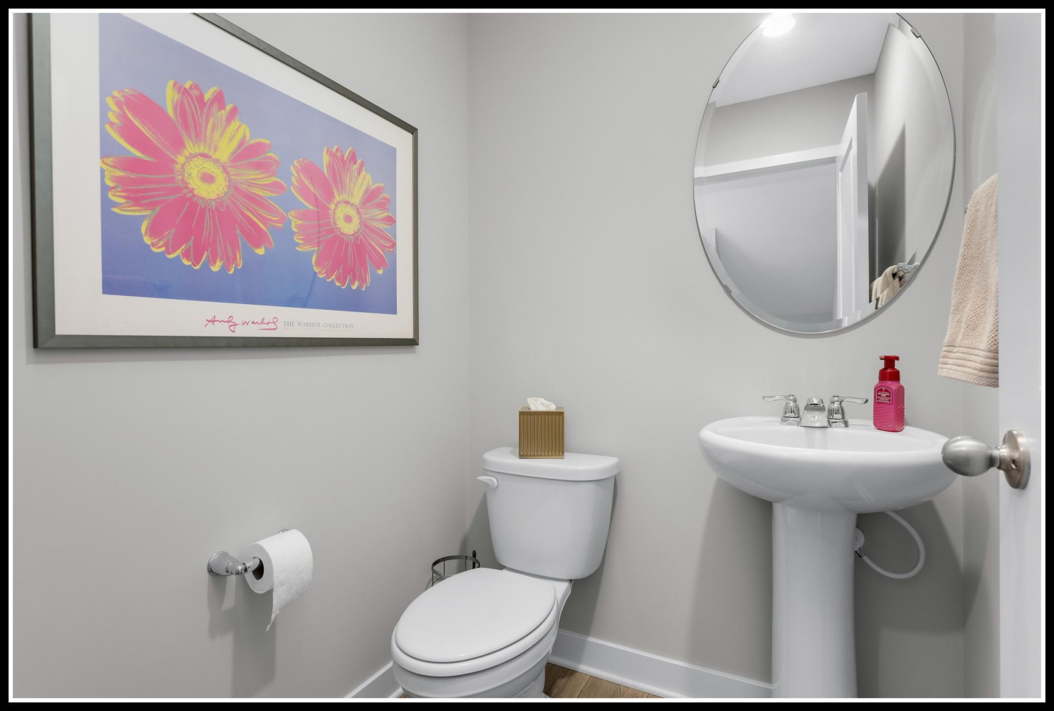 Half-bathroom serves the main level