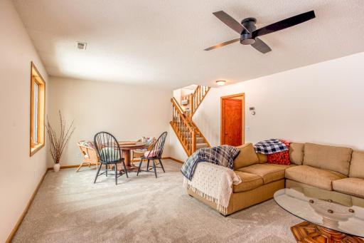 Open and versatile lower-level layout offering flexible living space with easy flow between seating and activity areas.