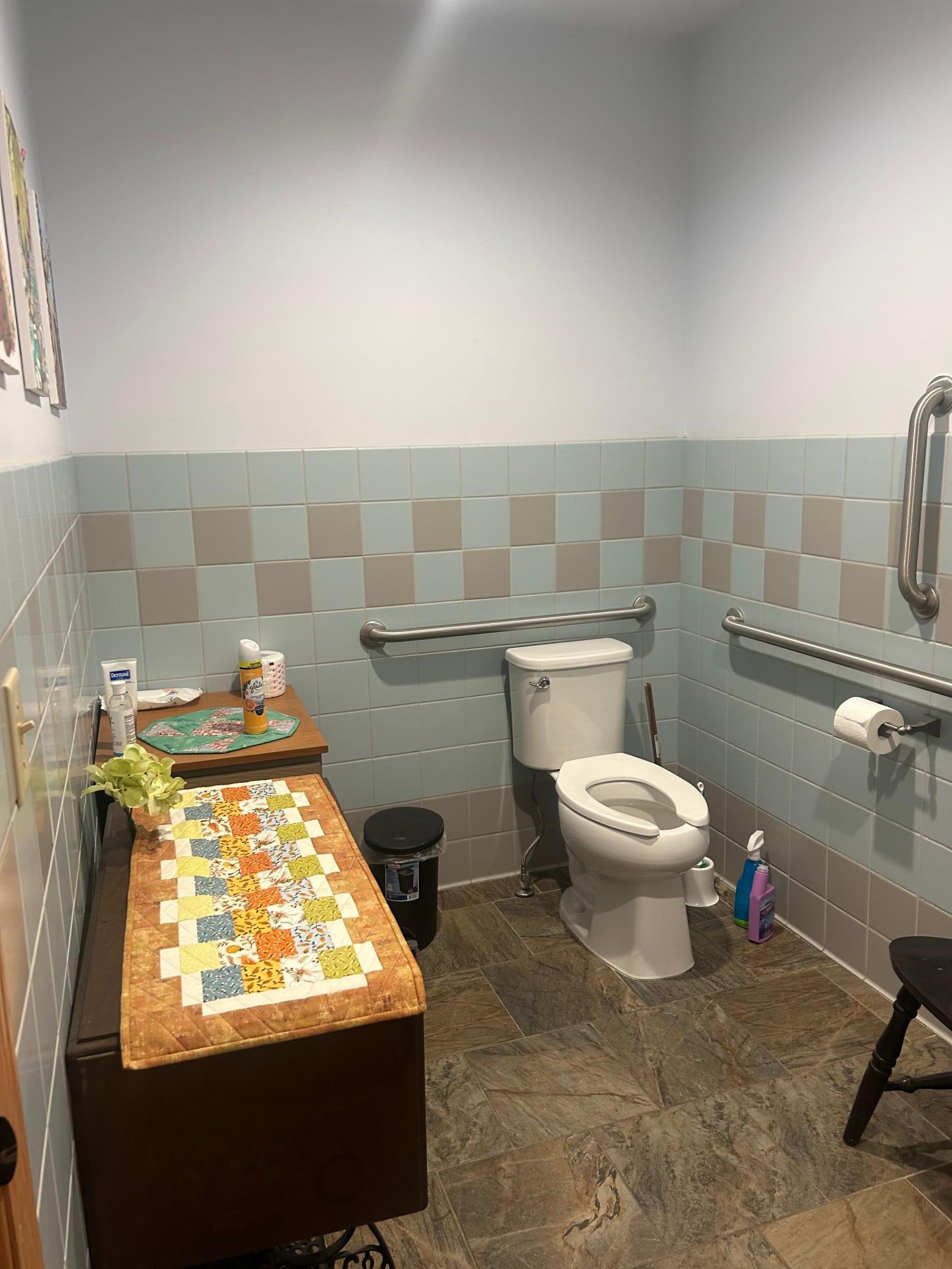 Newly added main level spacious 1/2 bath handicap accessible.