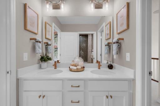 Jack & Jill Upper Level Bathroom (Photo of similar home - Colors and selections will vary)