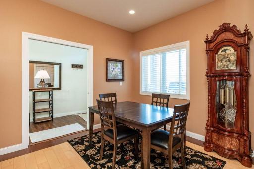 Dining room view of front entryway