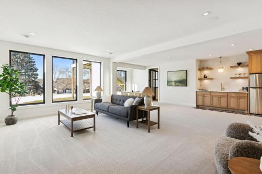 Lower Level Family Room with Game Area and Wet Bar