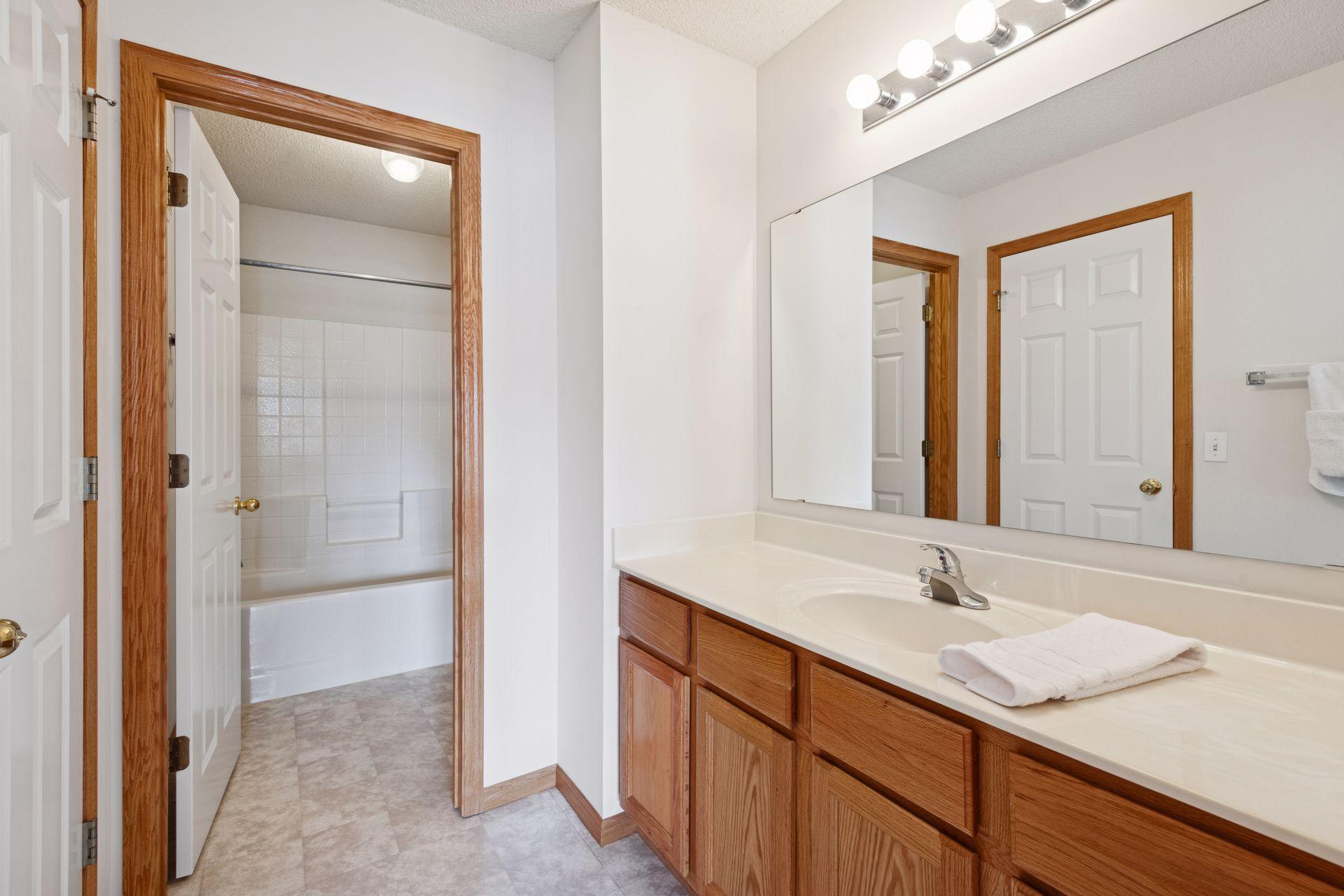 Upstairs junior bathroom has shower and stool separate