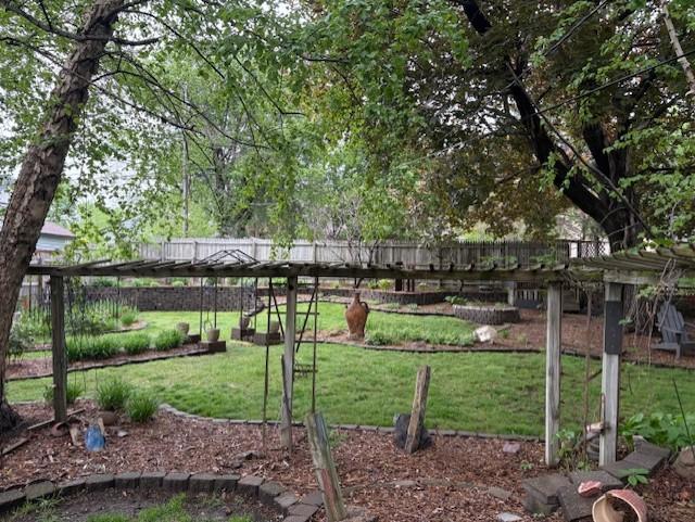 The fenced-in garden. Take a stroll.