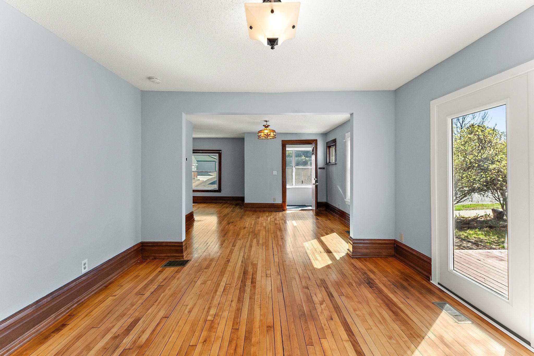 Refinished hardwood floors in the main living area