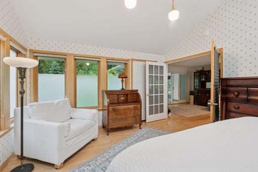 Another angle of the 3rd bedroom with double french doors