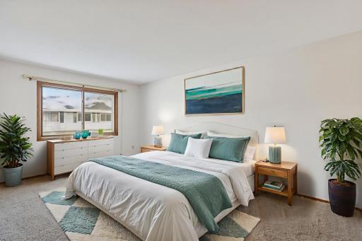 Virtually staged primary bedroom