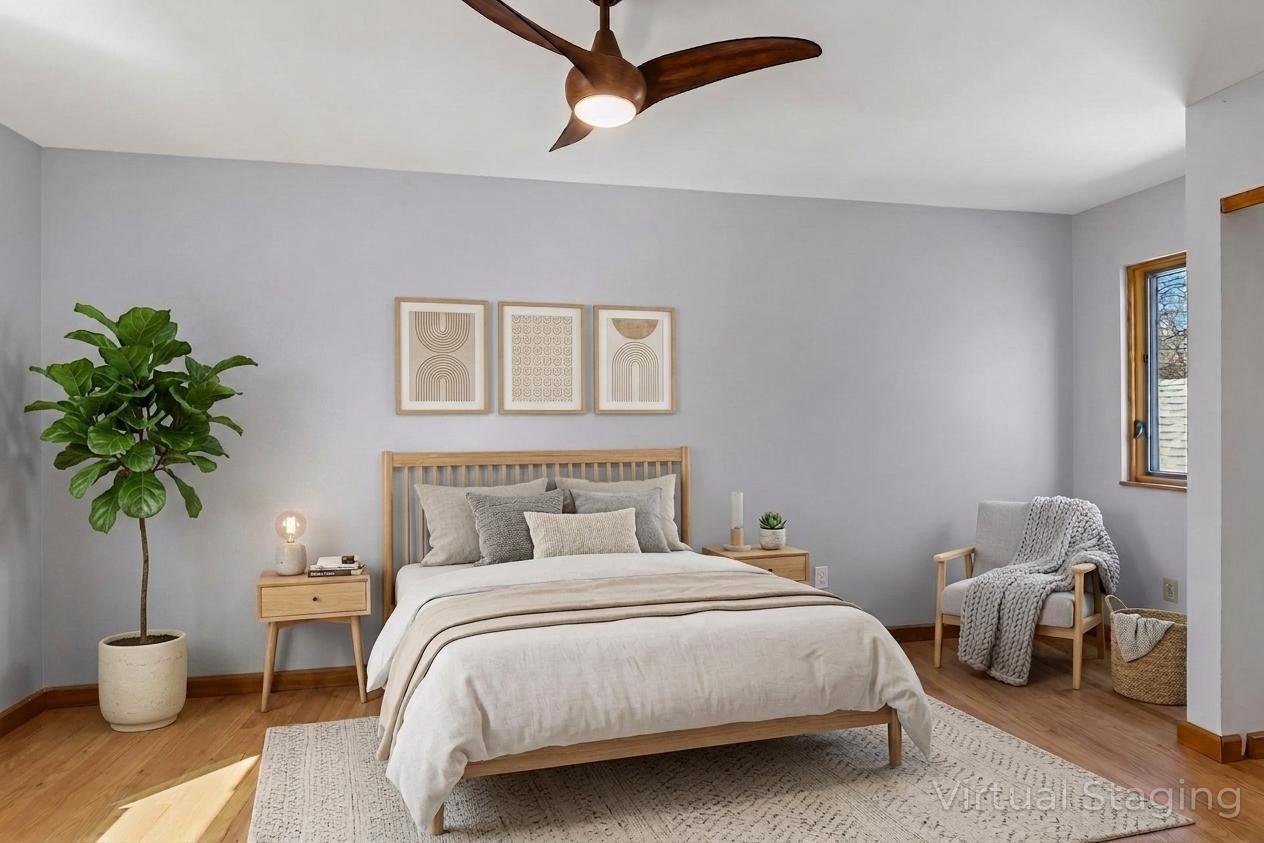 Upper level bedroom 2 - could also be used as an office or child's bedroom - virtually staged