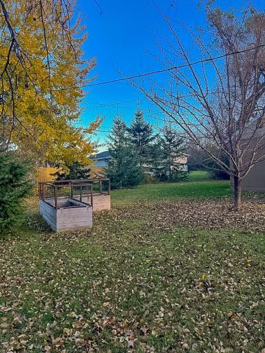 Falls-6.jpg8. **Backyard Overview** – Rear yard view showing the home, garden beds, and surrounding trees with seasonal foliage.