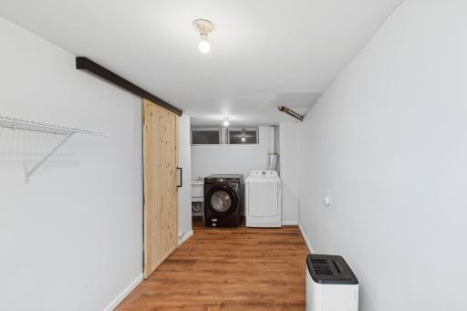 Lower level laundry with storage