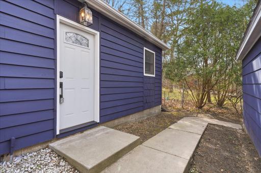 Side door facing garage