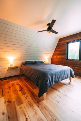 A-frame upper bedroom