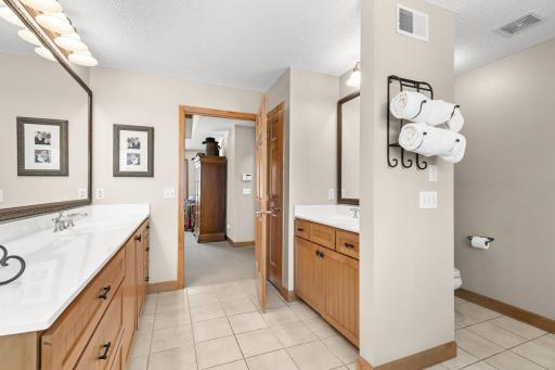Primary Bath with Two Sinks and Vantities