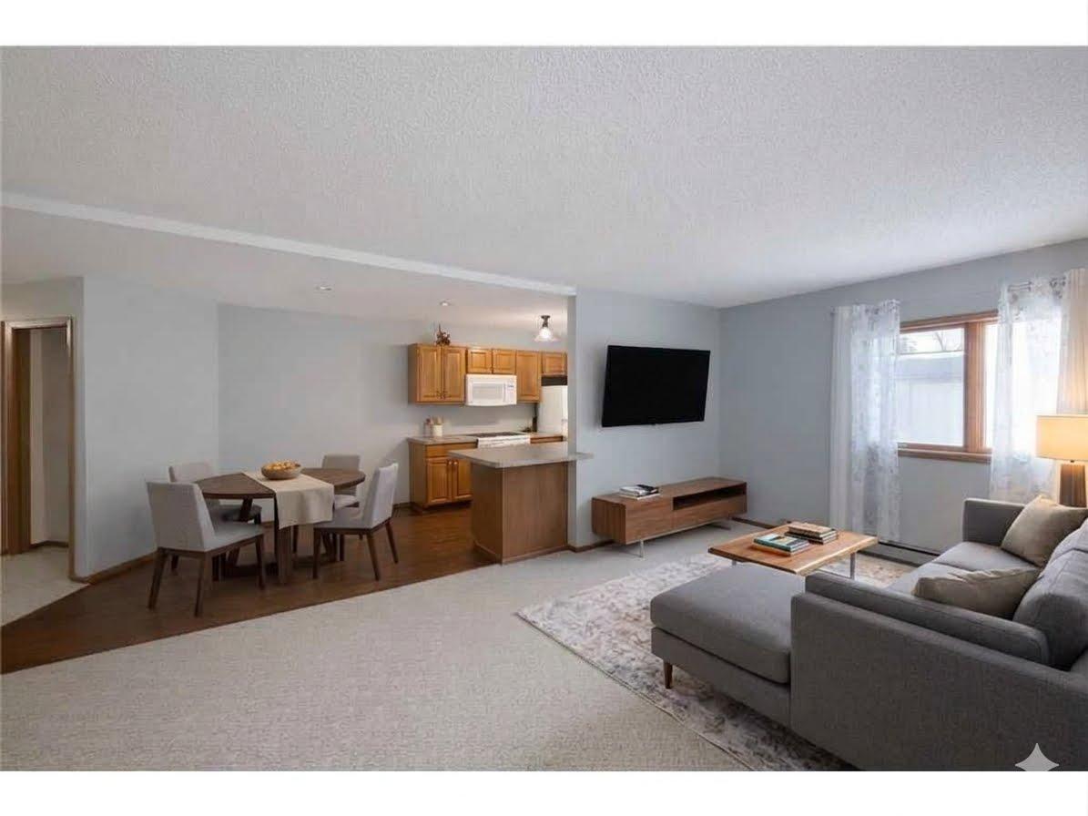 virtually staged living room and dining area