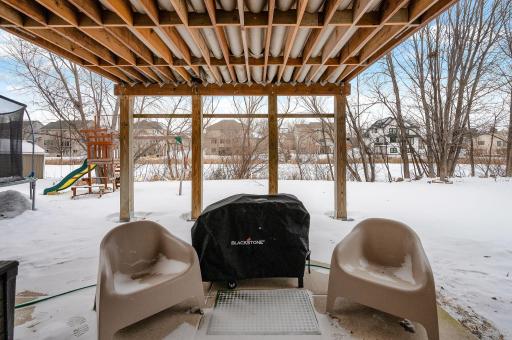 Patio under deck - rain tight for grilling and hanging out.