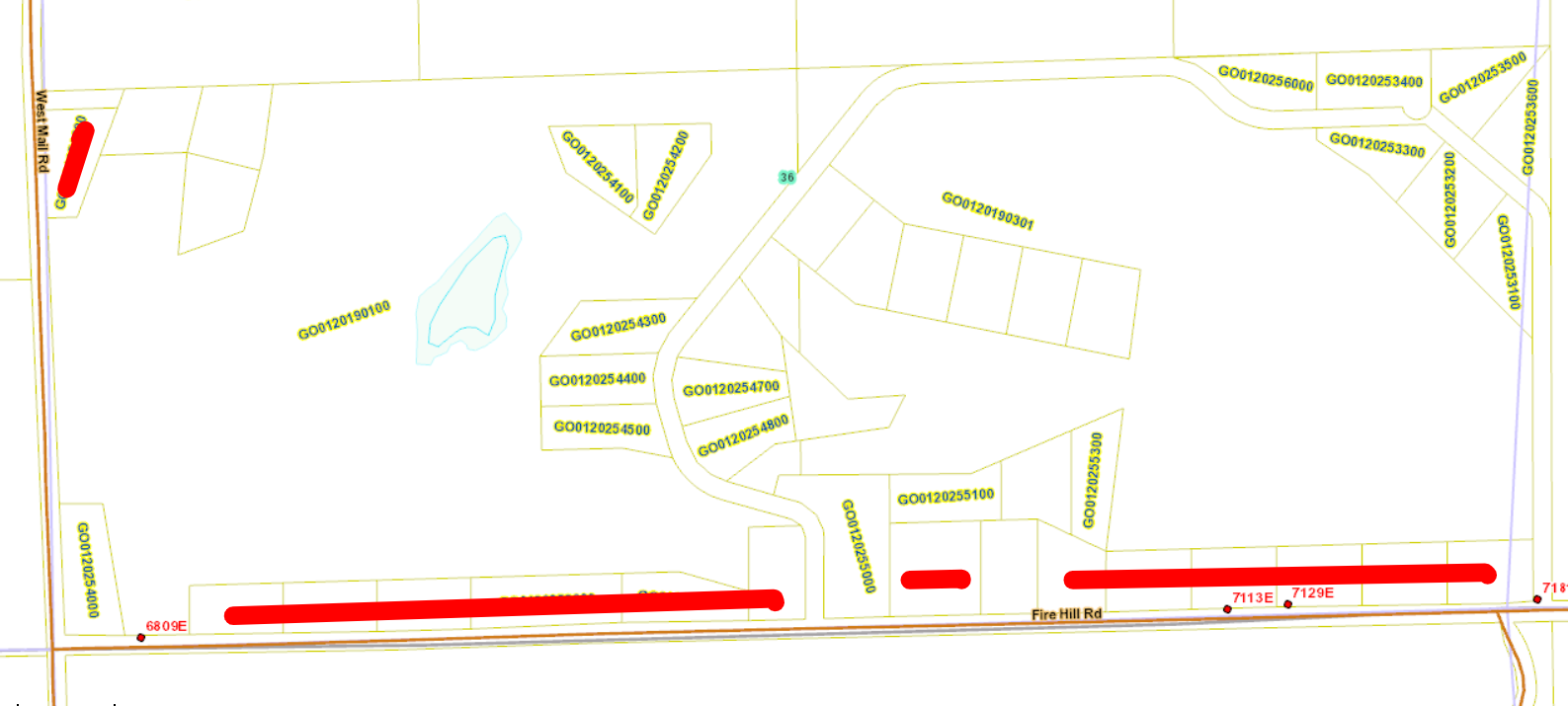 Parcel & Lot Map (Red lined parcels already sold)