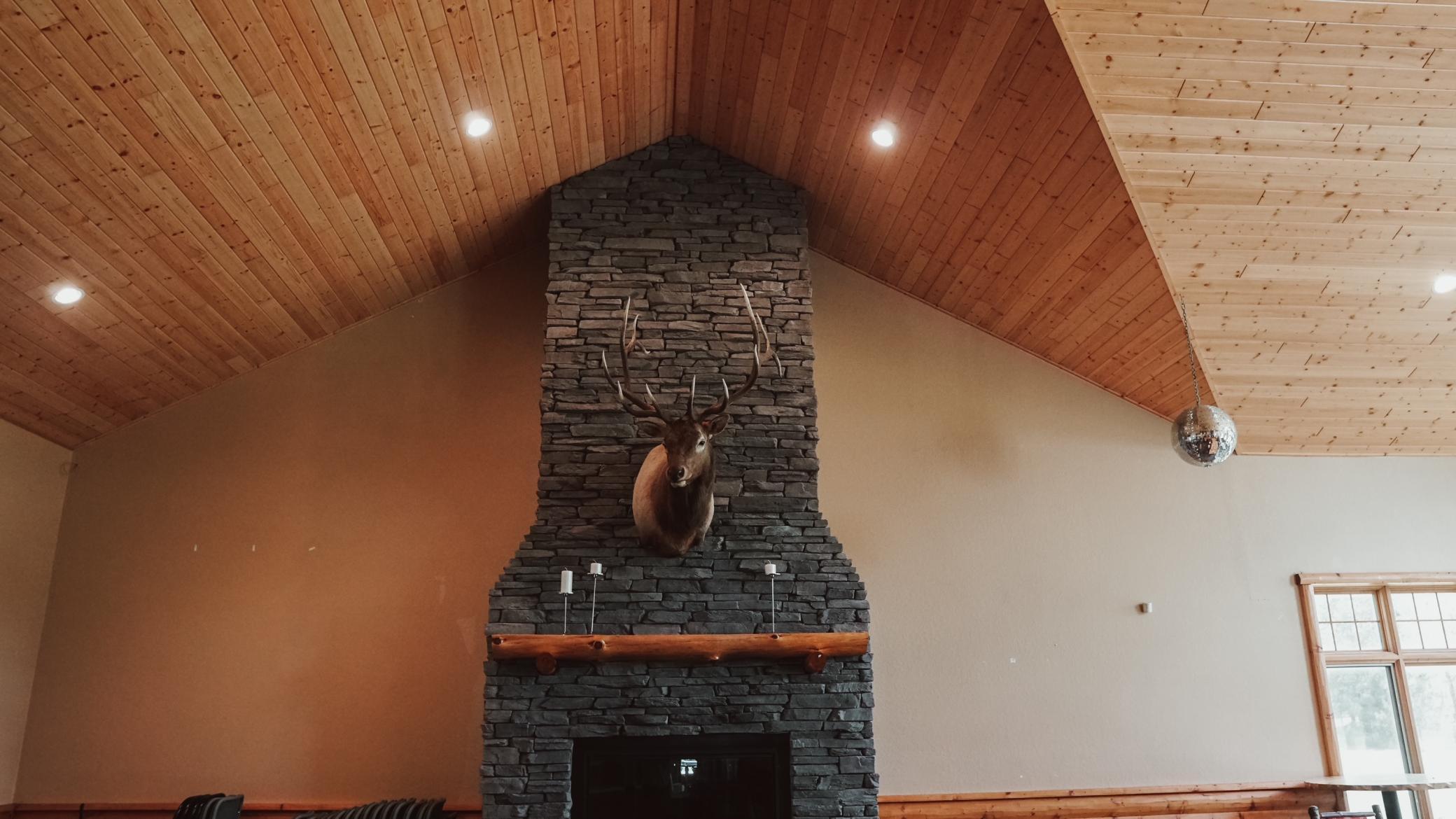 Banquet hall fireplace