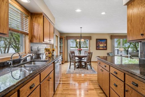 The kitchen and dining area flow seamlessly together.
