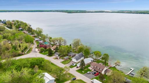 Aerial view showcasing the home's desirable location on the north side of beautiful Lake Miltona.