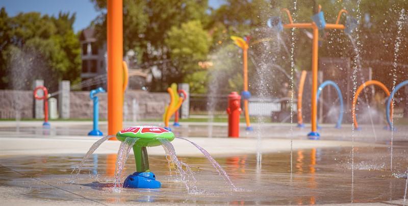 Splash pad close up view.
