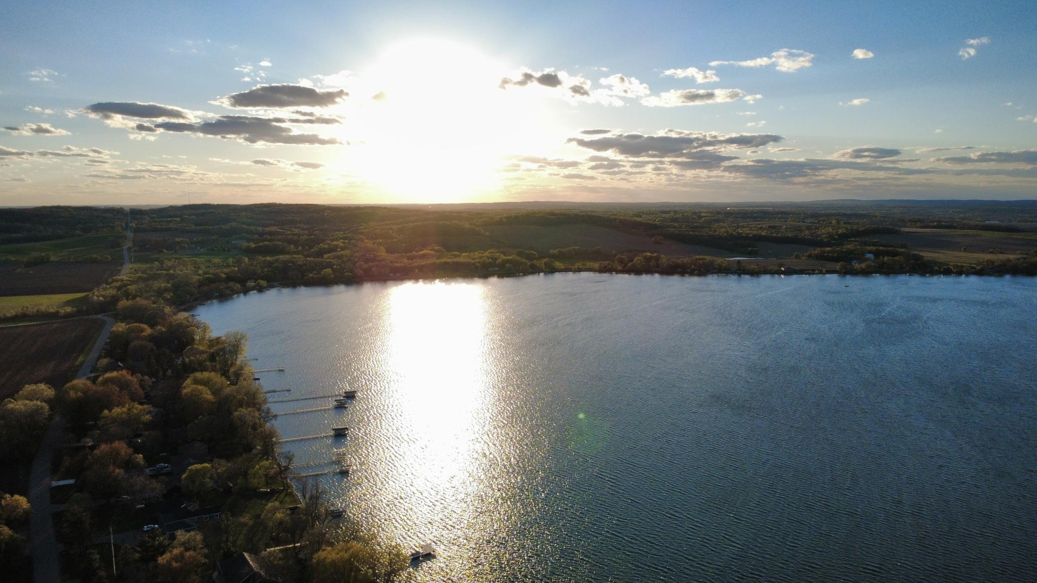 Aerial view of the lake in Spring.