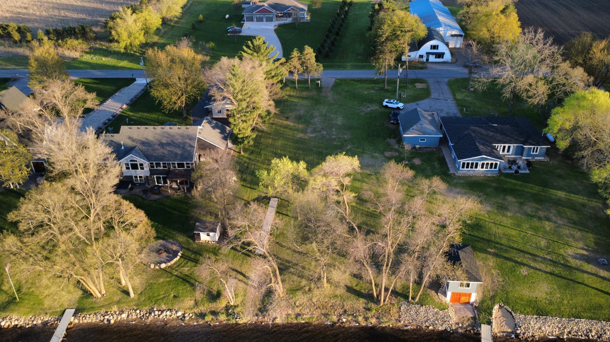 Overhead aerial view of the lot in Spring.