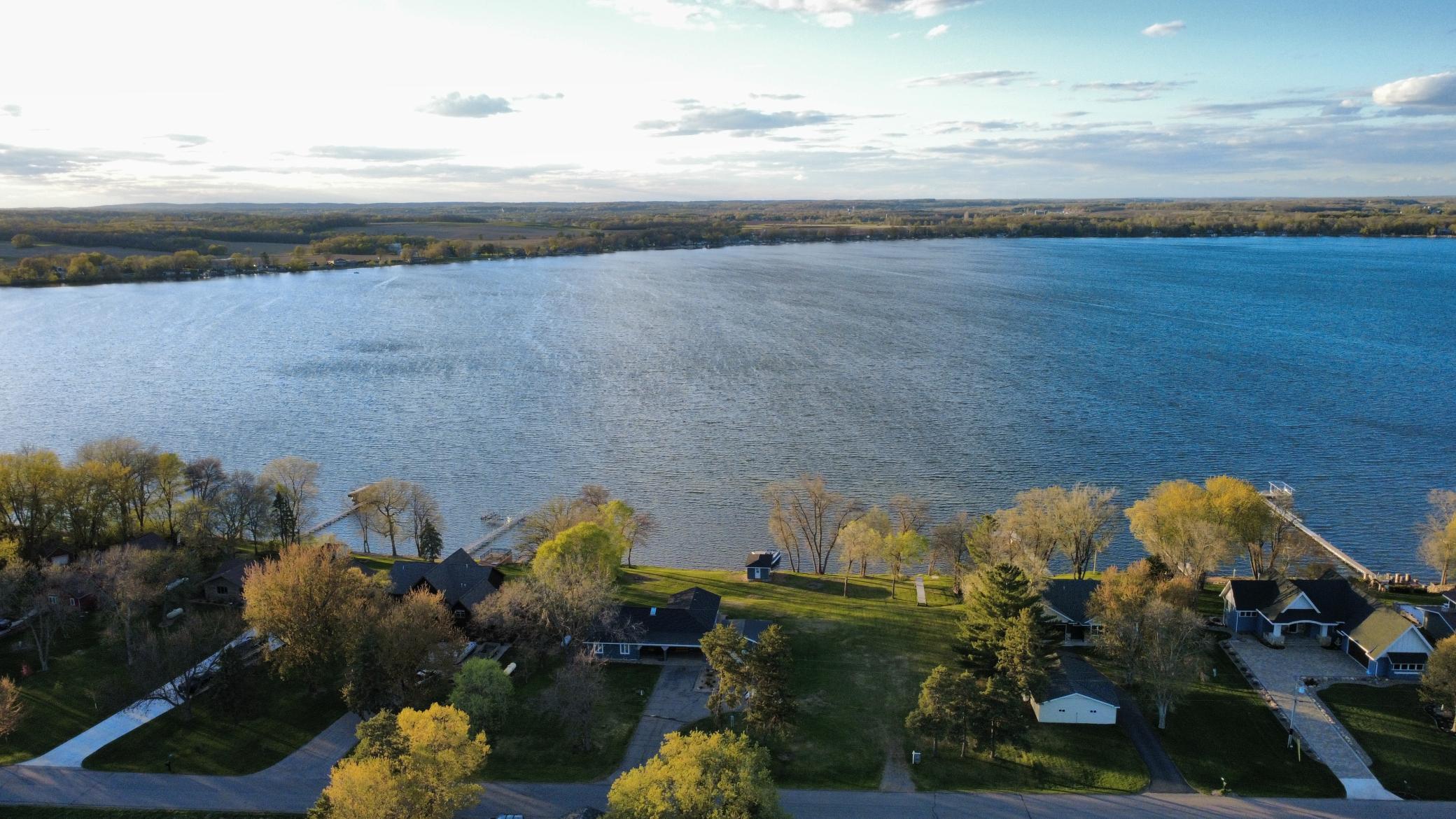 Aerial view of the lot and Grand Lake.