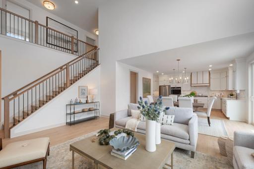 2 story vaulted great room with gas fireplace and built-ins