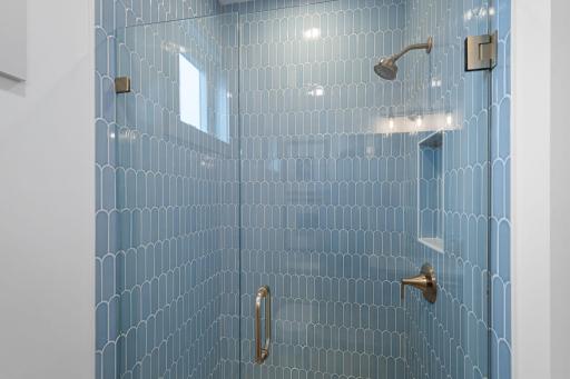 Main-level tiled shower