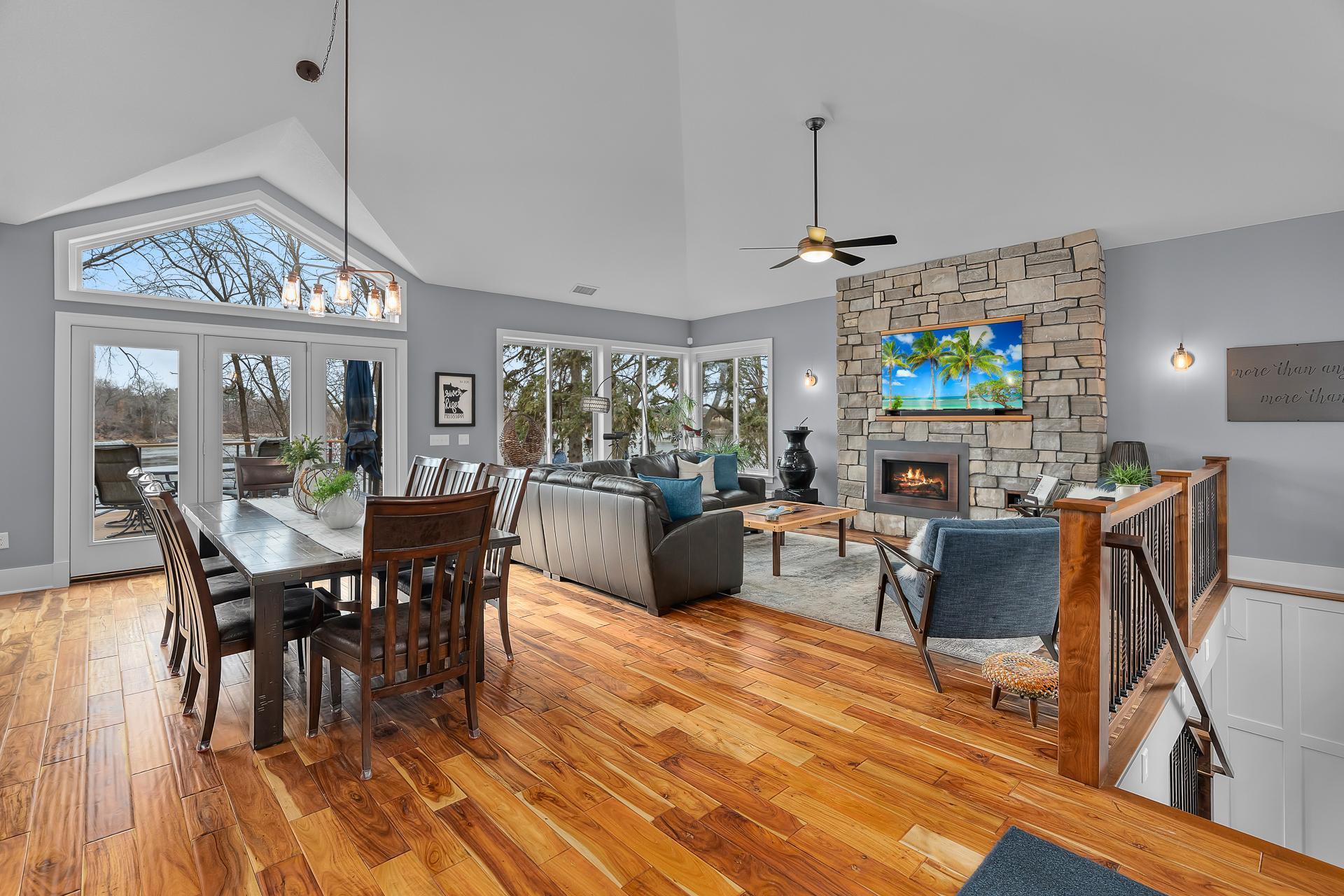 New roof trusses in 2016 added 18" to ceiling height, and a 16' vault in Living & Dining Rooms. Asian hardwood floors throughout the main living areas, office, and hallways.