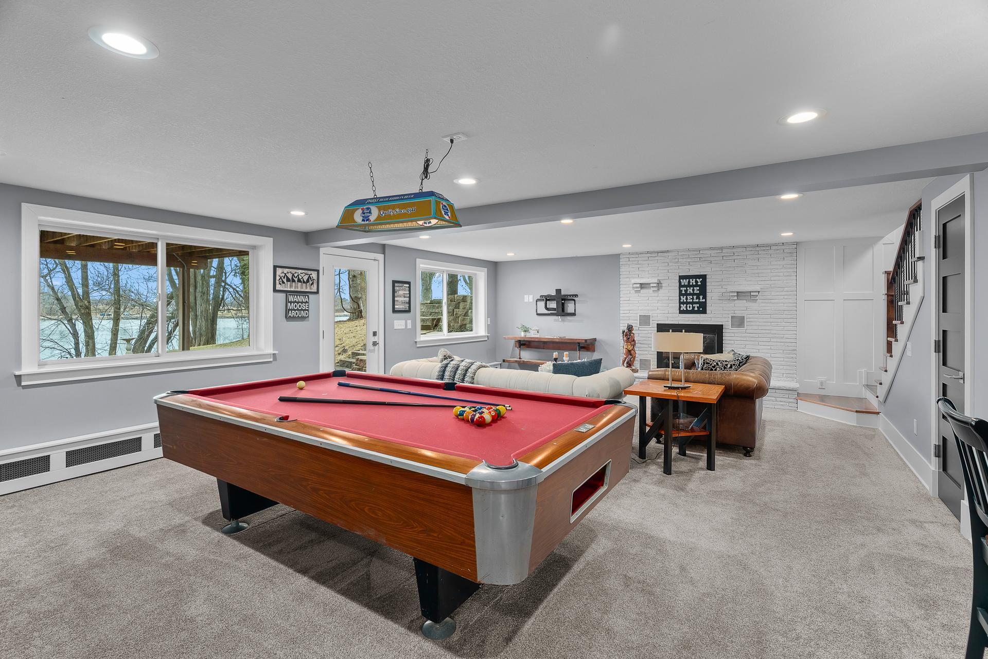 Vintage pool table with regulation ping pong table top stays with the home.