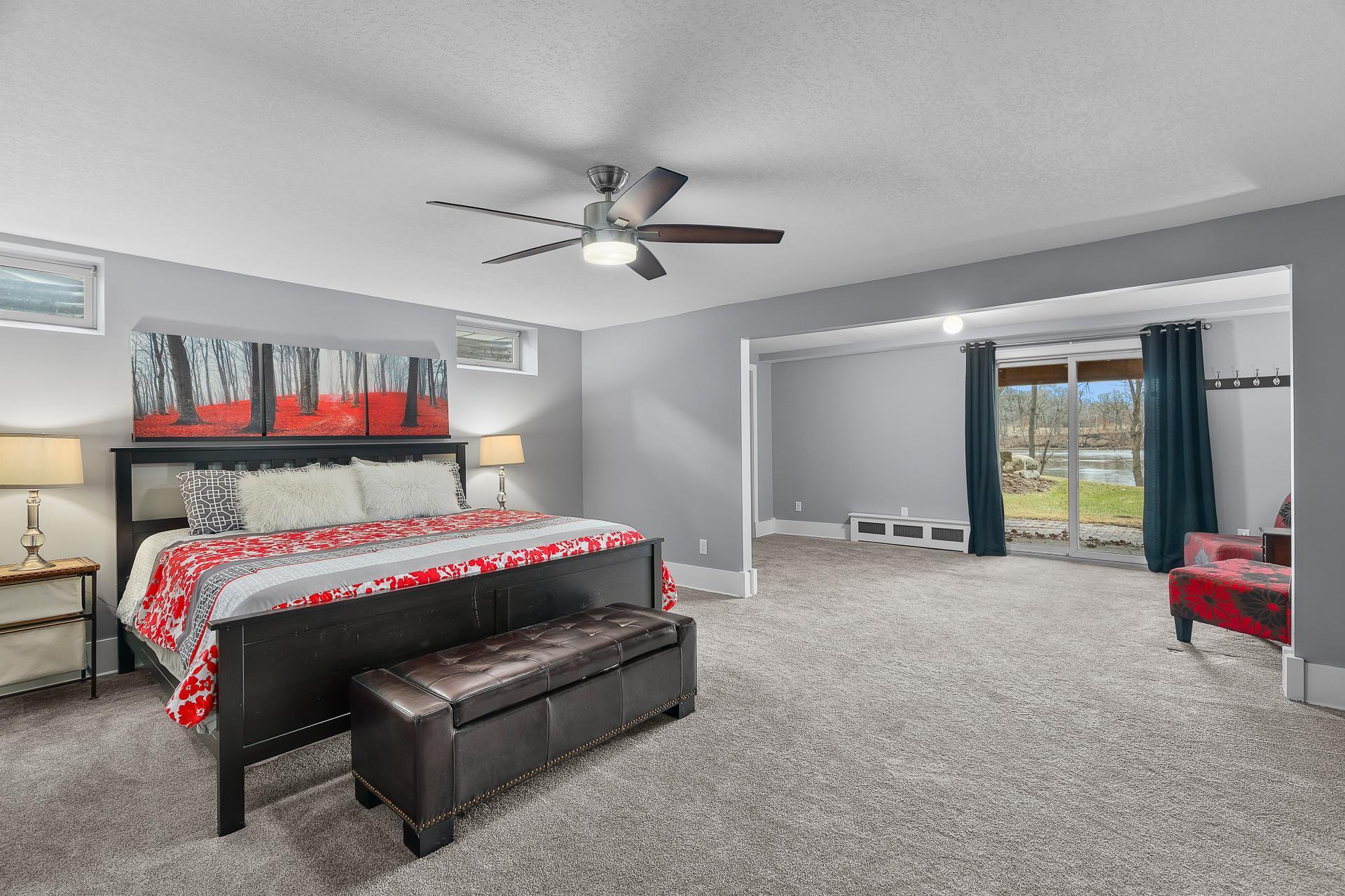 The 9x17 "flex" room that adjoins the 4th bedroom has a private walkout. The current owners used this area as a "bunk" room for weekend guests.