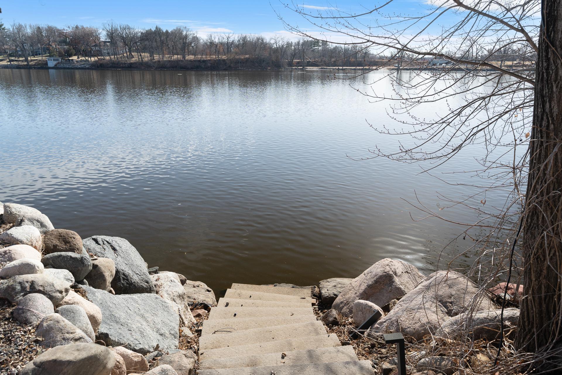 Stone stairs to river level.