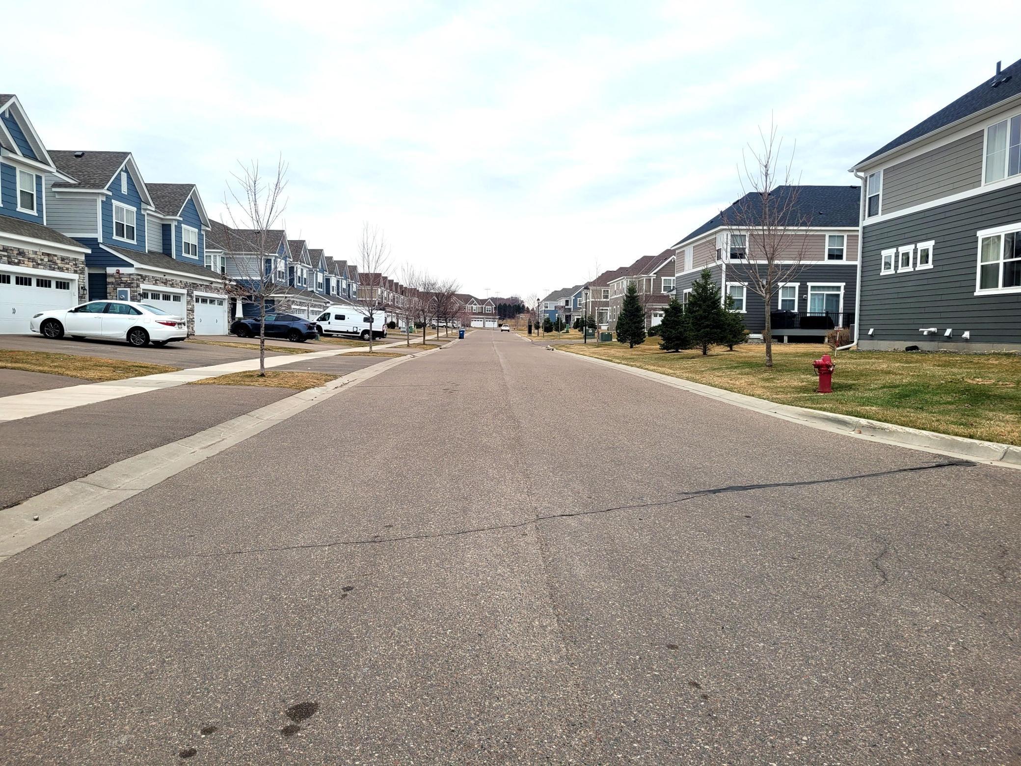 Quiet residential street with well-maintained homes and sidewalks Lakeville MN
