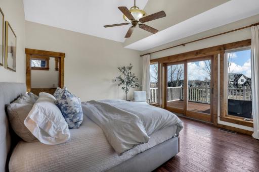 A wall of windows and sliding wood doors (updated 2020) lead to a large private deck overlooking the backyard with refinished deck flooring and all new railings.