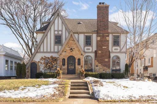 Tremendous curb appeal with its traditional Tudor styling of arched windows half timbering and prominent, ornate chimney.