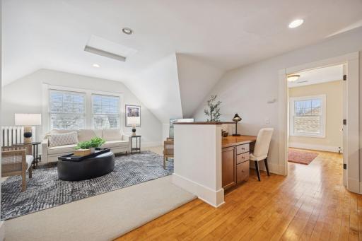 3rd floor living space offers two bedrooms, a bathroom, an office area and living room. Perfect for out of town guest, multigenerational living. Perfect for older children that want their own space.
