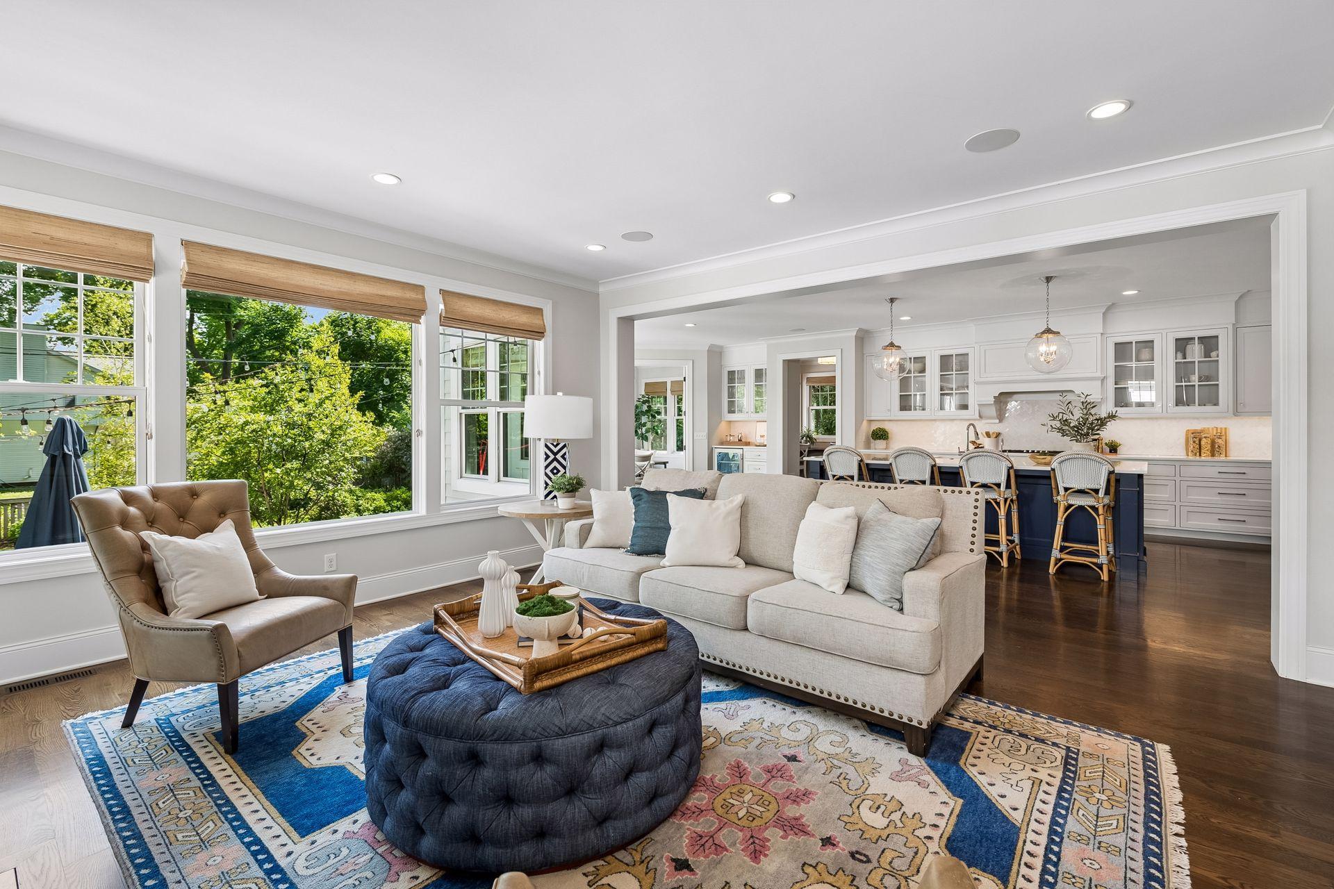 Family room right off the kitchen