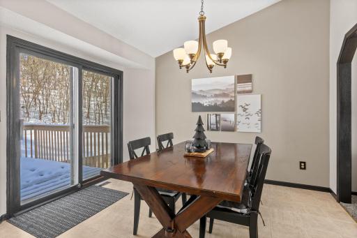 Vaulted ceilings create such an open area. Large windows let light pour in!