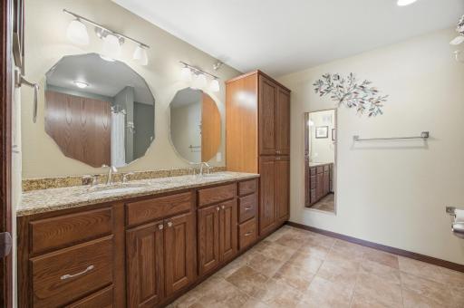 Primary 3/4 Bathroom with Granite Counters