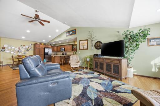 Living Room with Bamboo Floor & Ceiling Fan